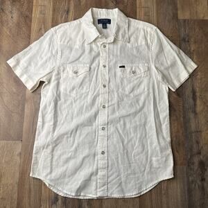 Polo Ralph Lauren Shirt Boys Large White Western Short Sleeve Pearl Buttons 6072